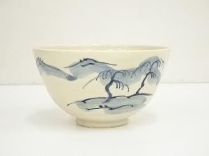 寛銘　木米写帆舟山水図茶碗